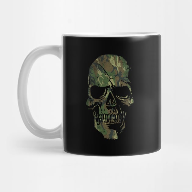 Skull Graphic - Cool Badass Distressed Art - Camo Green by tommartinart